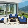 6 Pieces Outdoor Patio Rattan Furniture Set