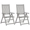 Patio Reclining Chairs 4 pcs with Cushions Solid Acacia Wood