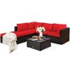 6 Pieces Outdoor Patio Rattan Furniture Set