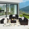 6 Pieces Outdoor Patio Rattan Furniture Set
