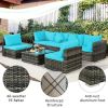 7 Pieces Rattan Sectional Sofa Set with Cushion for Patio Garden