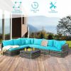 7 Pieces Rattan Sectional Sofa Set with Cushion for Patio Garden