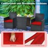 3 Pieces Patio Rattan Furniture Set with Cushion and Sofa Armrest
