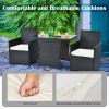 3 Pieces Patio Rattan Furniture Set with Cushion and Sofa Armrest