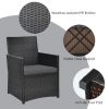 3 Pieces Patio Rattan Furniture Set with Cushion and Sofa Armrest