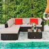 6 Pieces Outdoor Patio Rattan Furniture Set