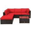 6 Pieces Outdoor Patio Rattan Furniture Set