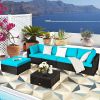 6 Pieces Outdoor Patio Rattan Furniture Set