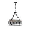 Modern American luxury chandelier E26 white wooden retro round chandelier 6 bulbs, without bulbs