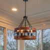 Modern American luxury chandelier E26 white wooden retro round chandelier 6 bulbs, without bulbs