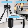 Modern American luxury chandelier E26 white wooden retro round chandelier 6 bulbs, without bulbs