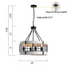 Modern American luxury chandelier E26 white wooden retro round chandelier 6 bulbs, without bulbs