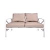 Outdoor Metal Loveseat with Cushions, All-Weather Outdoor Black Metal 2 Seats Sofa Couch with Cushions