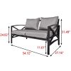 Outdoor Metal Loveseat with Cushions, All-Weather Outdoor Black Metal 2 Seats Sofa Couch with Cushions