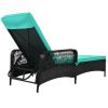 Outdoor patio pool PE rattan wicker chair wicker sun lounger, Adjustable backrest, beige cushion, Black wicker (1 set)