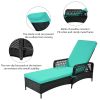 Outdoor patio pool PE rattan wicker chair wicker sun lounger, Adjustable backrest, beige cushion, Black wicker (1 set)