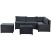 6-Piece Outdoor Furniture Set with PE Rattan Wicker, Patio Garden Sectional Sofa Chair, removable cushions (Black wicker, Beige cushion)