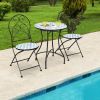 Patio Pool And Garden Lawn Mosaic Floral Pattern Bistro Round Table