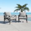 Patio Furniture Metal Arm Chair,2 PCS Garden Outdoor Contemporary Sofa Metal Chair with Cushions