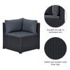 6-Piece Outdoor Furniture Set with PE Rattan Wicker, Patio Garden Sectional Sofa Chair, removable cushions (Black wicker, Beige cushion)