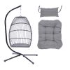 Outdoor Patio Wicker Folding Hanging Chair,Rattan Swing Hammock Egg Chair With Cushion And Pillow