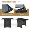 3 Pieces Patio Rattan Furniture Set with Cushion and Sofa Armrest