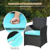 3 Pieces Patio Rattan Furniture Set with Cushion and Sofa Armrest