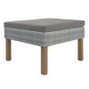 9-Piece Outdoor Patio Garden Wicker Sofa Set, Gray PE Rattan Sofa Set, with Wood Legs, Acacia Wood Tabletop, Armrest Chairs with Beige Cushions