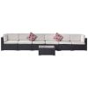 Outdoor Garden Patio Furniture 7-Piece PE Rattan Wicker Sectional Cushioned Sofa Sets with 2 Pillows and Coffee Table