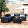 6-Piece Outdoor Furniture Set with PE Rattan Wicker, Patio Garden Sectional Sofa Chair, removable cushions