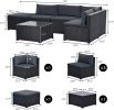6-Piece Outdoor Furniture Set with PE Rattan Wicker, Patio Garden Sectional Sofa Chair, removable cushions