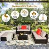 6 Pieces Outdoor Patio Rattan Furniture Set