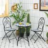 Patio Pool And Garden Lawn Mosaic Floral Pattern Bistro Round Table