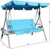 Outdoor 2-Seat Swing with Teapoy Weather Resistant Canopy Powder Coated Steel Frame Patio Swinging Hammock with  Stand and Removable Cushion