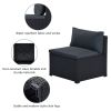 6-Piece Outdoor Furniture Set with PE Rattan Wicker, Patio Garden Sectional Sofa Chair, removable cushions (Black wicker, Beige cushion)