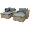 Outdoor Patio Furniture Set, 5-Piece Wicker Rattan Sectional Sofa Set