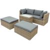 Outdoor Patio Furniture Set, 5-Piece Wicker Rattan Sectional Sofa Set
