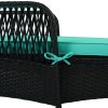 Outdoor patio pool PE rattan wicker chair wicker sun lounger, Adjustable backrest, beige cushion, Black wicker (1 set)