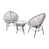 3 Pieces Patio Furniture Set Outdoor All Weather Hand-Woven PE Rattan Conversation Bistro Sets 2 Cha