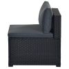 6-Piece Outdoor Furniture Set with PE Rattan Wicker, Patio Garden Sectional Sofa Chair, removable cushions (Black wicker, Beige cushion)