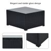 6-Piece Outdoor Furniture Set with PE Rattan Wicker, Patio Garden Sectional Sofa Chair, removable cushions (Black wicker, Beige cushion)